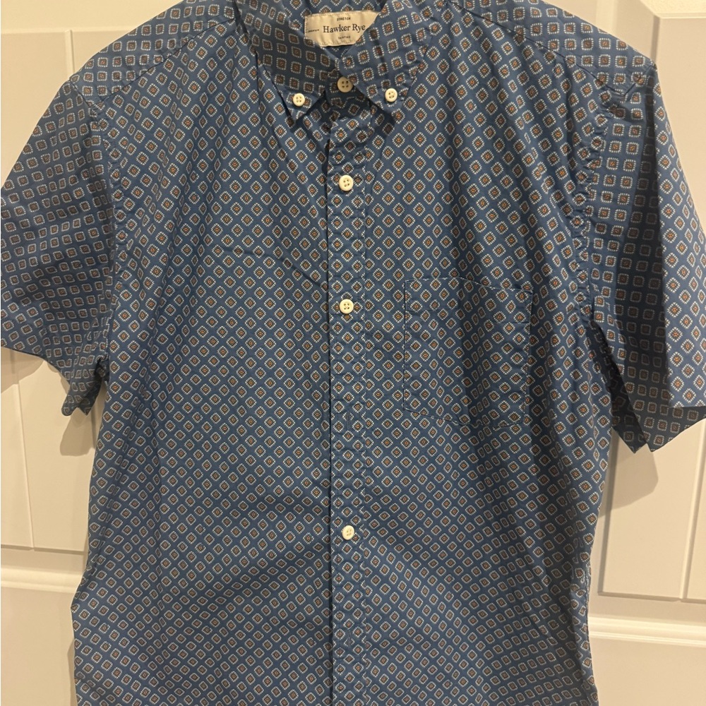 Harbor Bay Men's Geometric Blue Shirt